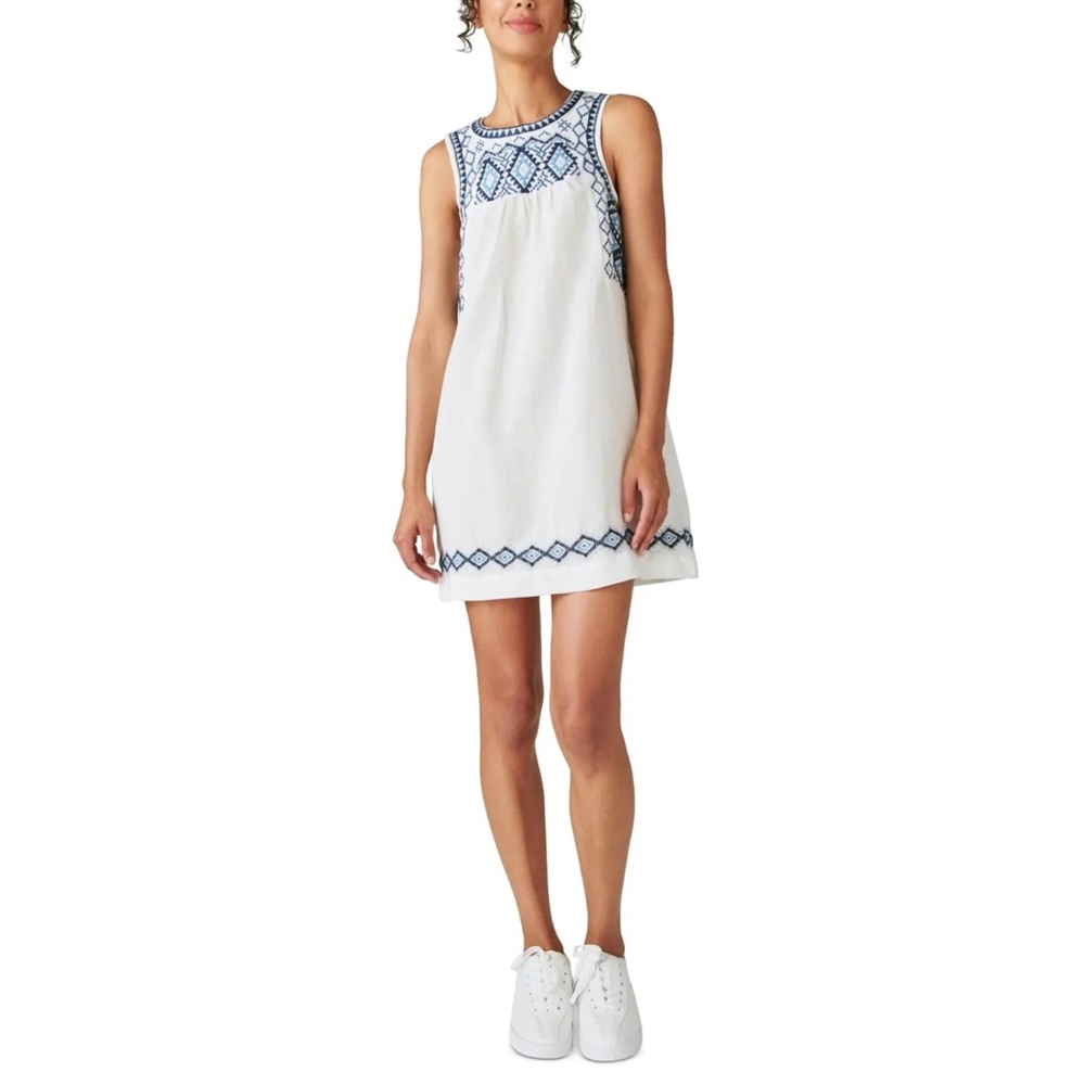 Lucky Brand Women's Cotton & Linen Shift Minidress White Size X-Small